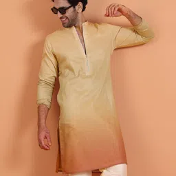 KISAH Men Solid Ombre Festive Straight Kurta-image-48