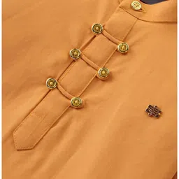 Dapper Dudes Full Sleeves Solid Kurta Style Shirt - Mustard image 4