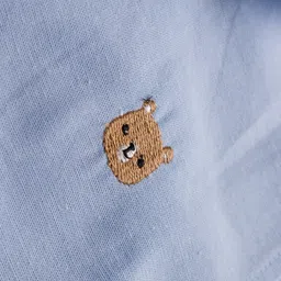 Bonfino 100% Cotton Knit Full Sleeves Oxford Shirt With Embroidery Details - Light Blue image 4