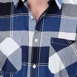 Stylox Men Tartan Checks Checked Spread Collar Long Sleeves Cotton Casual Shirt image 5