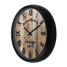 RANDOM Beige & Black Printed Contemporary Wall Clock image 3
