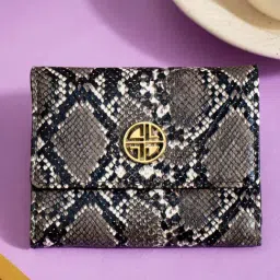 Carlton London Black Animal Effect Tri-Fold Wallet for Women-image-43