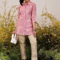 Libas Pink Printed Straight Short Kurti image 5