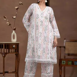 Libas Off-White Cotton Printed Kurta Palazzo Set image 5