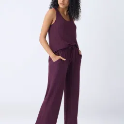 Wunderlove by Westside Plum Solid High-Rise Trousers image 3