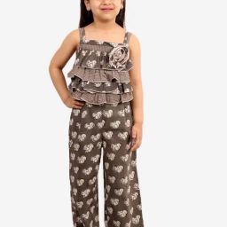 TWISHA Kids Brown Cotton Printed Jumpsuit-picture-8