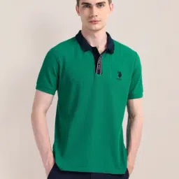 U.S. Polo Assn. Green Cotton Slim Fit Polo T-Shirt-picture-30