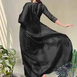 KALINI Women Regular V-Neck Embroidered KurtaTrousers Wi th Dupatta image 5