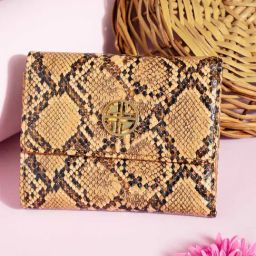 Carlton London Tan Animal Effect Tri-Fold Wallet for Women-picture-2