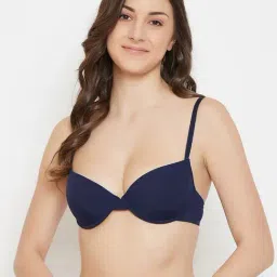 Clovia Navy Under Wired Padded Plunge Bra-image-56