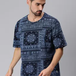 Veirdo Navy & Black Printed Oversized T-Shirt-image-18