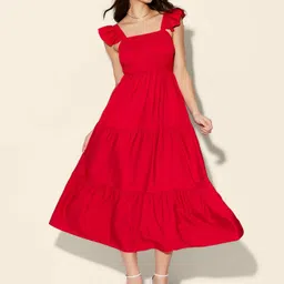 CORSICA Women Solid Smocked A-Line Maxi Dress-image-27