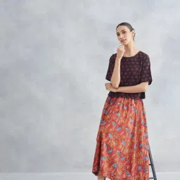 Fabindia Red Cotton Midi Skirt image 5