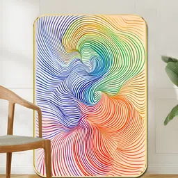 Livin'luxe Pink & Purple Rainbow Swirl Line Printed Wall Art image 2