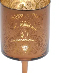 Pure Home and Living Brown Glass Textured Candle Holders image 5
