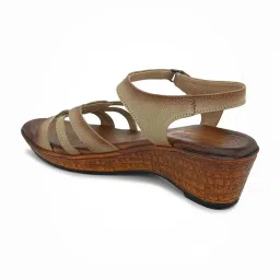 Pelle Albero Women's Beige Ankle Strap Wedges image 5