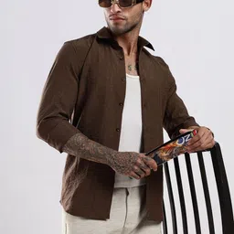 NEVER NEUD Men Classic Slim Fit Casual Shirt image 5