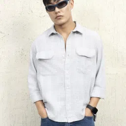 Hubberholme Men Cotton Long Sleeves Oversized Checked Double Pocket Shirt 16 image 5