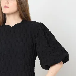 Vero Moda Black Textured A Line Dress image 5