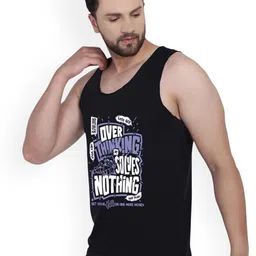 SLOWLORIS Pack Of 2 Printed Cotton Gym Vests VSL26 CMB(CHS MUSTARD)(OVRTNK BLACK) image 4