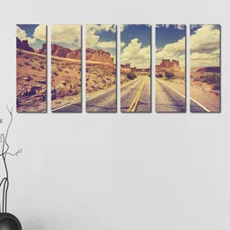 999Store Set of Brown Blue & White 6 Road Dessert Wall Art-picture-12