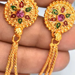MEIRA JEWELLERY Gold Plated Artificial Stones Studded & Beaded Contemporary Drop Earrings image 2