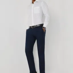 Allen Solly Navy Cotton Slim Fit Trousers image 5