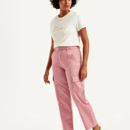 Levi's Pink Blended Solid Cargo Trousers image 3