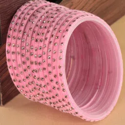 STYOLLO Set Of 12 Zircon Studded Velvet Bangles-image-21