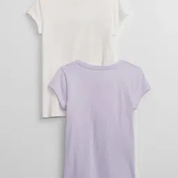 GAP Girls White And Purple Relaxed Fit Graphic Short Sleeves T-Shirt image 2