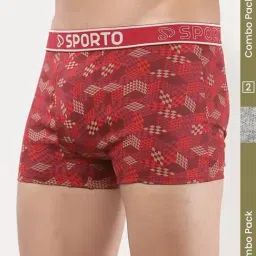 Sporto Grey Cotton Regular fit Printed Trunk (Pack of 2)-picture-15