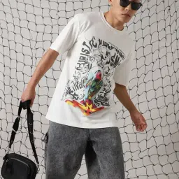 Hubberholme White Cotton Relaxed fit Print T-Shirts image 4