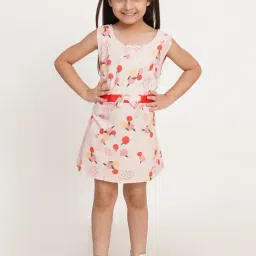 Creative Kid'S Girls Light Pink Cotton Regular Fit Printed Dress-image-31