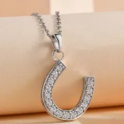 Ornate Jewels 92.5 Sterling Silver American Diamond Horseshoe Necklace for Women-picture-27