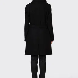 HUE & HIDE Women Wool Spread Collar Striped Solid Open Front Jacket image 4