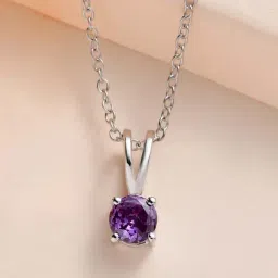 Ornate Jewels 92.5 Sterling Silver Amethyst Solitaire Necklace For Women-picture-16