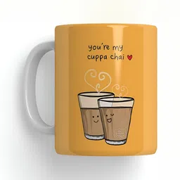 Mr UVD White & Yellow Printed Ceramic Matte Mugs-picture-33