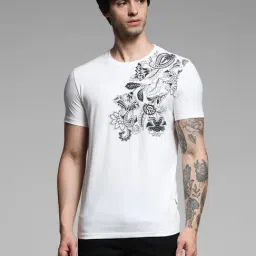 Jack & Jones White Cotton Slim Fit Floral Print T-Shirts-picture-17