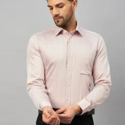 Louis Stitch Beige Cotton Regular Fit Striped Shirt-picture-20