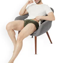 UnderJeans by Spykar Printed Mid-Rise Ultrasoft Basic Briefs UJNPBS085OLIVEBLACK image 2