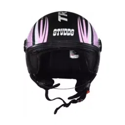 Studds TRACK SUPER D3 DECOR MATT BLACK (570 mm) Medium Open Face Helmet, MATT BLACK N8 image 2