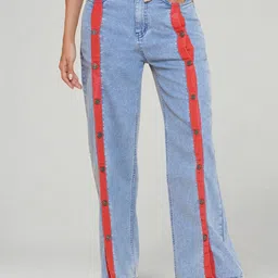 KATLINE Women Smart Straight Fit High-Rise Light Fade Stretchable Jeans-image-44