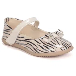 Lil Lollipop Shimmer Detail Zebra Printed Velcro Closure Bellies- Cream-picture-25