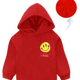 KAVEE Full Sleeves Smiley Printed Hooded Sweatshirt - Red-picture-15