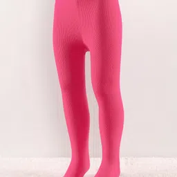 cute walk by babyhug Cutewalk by Babyhug Anti Bacterial Footed Solid Color Tights - Pink image 2