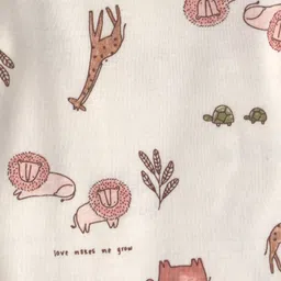 Carter's Knit Full Sleeves Onesies with Floral Stripes & Animal Print Pack of 4 - Dark Peach Cream & Pink image 3