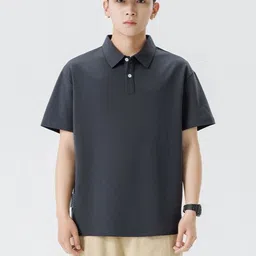 StyleCast x Revolte Men Solid Polo Collar Cotton Relaxed Fit T-shirt-picture-37