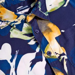 Pine Kids Viscose Woven Half Sleeves Shirt With Floral Print - Navy Blue image 3