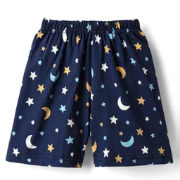 Babyhug Cotton Knit Half Sleeves Co-ords Short Nightsuit with Star & Moon Print - Navy Blue image 5