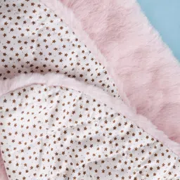 Babyhug Fur Woven Full Sleeves Winter Jacket With Heart & Floral Applique - Pink image 5